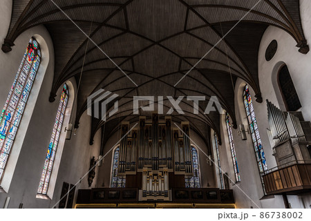Interior design of a catholic church 86738002
