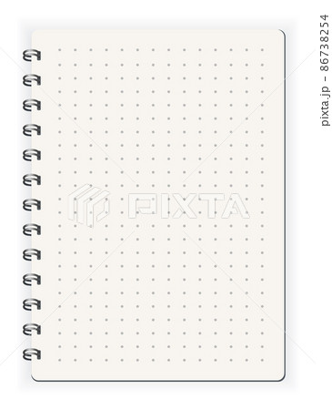 Notebook ined dots. Sketchbook blank page. Notepad vector isolated mockup. Blank mock up with shadow. Art design clean spiral notepad blank template Notebook ined dots. Sketchbook blank page. Notepad vector isolated mockup. Blank mock up with shadow. Art design clean spiral notepad blank template 86738254