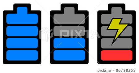 バッテリーの残量を表す電池マークのイラスト 86738255