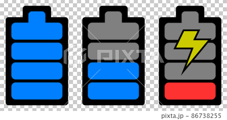 バッテリーの残量を表す電池マークのイラスト 86738255