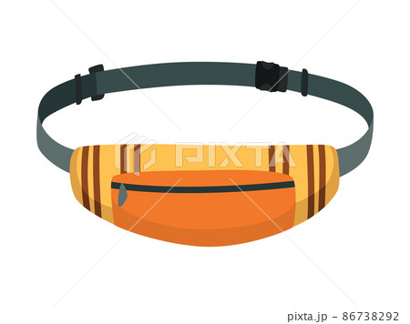 Waist bag flat template. Fanny pack as popular personal item elements and fashion accessory. Colorful trendy banana shaped belt bag Waist bag flat template. Fanny pack as popular personal item elements and fashion accessory. Colorful trendy banana shaped belt bag 86738292