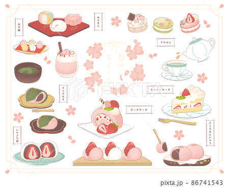 桜といちごのスイーツイラスト 86741543