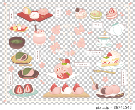桜といちごのスイーツイラスト 86741543