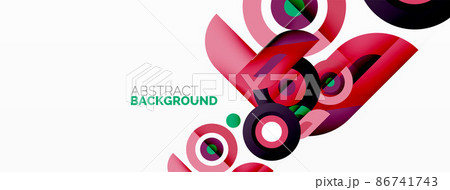 Abstract round shapes background. Minimalist decoration. Geometric background with circles and rings 86741743