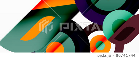 Abstract round shapes background. Minimalist decoration. Geometric background with circles and rings 86741744