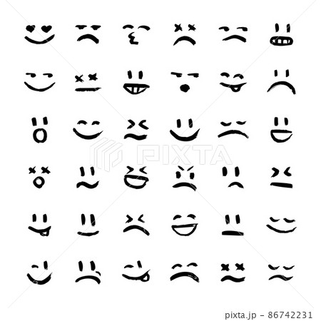 Set of vector emoticons, smiley, kaomoji, and - Stock