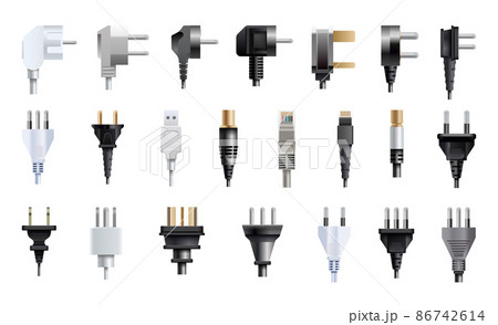 Vector collection of realistic plugs and connectors. 86742614