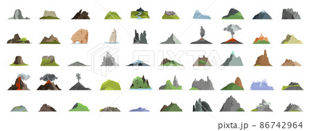 Collection of mountains, hills and landscapes. 86742964