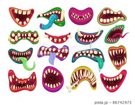 Collection of funny cartoon mouths of monsters. Collection of funny cartoon mouths of monsters. 86742973