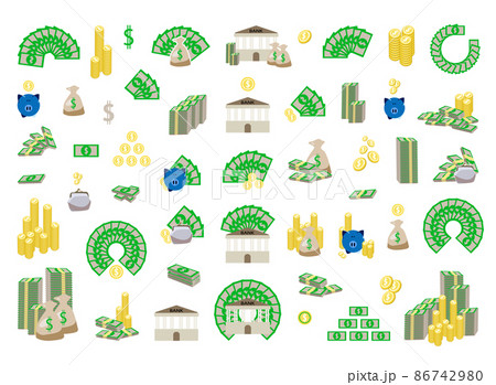 Collection of illustrations of finance. Banking assets and savings. Collection of illustrations of finance. Banking assets and savings. 86742980