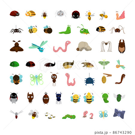 Collection of cartoon funny insects. Characters for children's books. 86743290