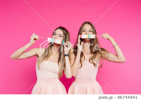 Beautiful girls like dolls having fun with Beautiful girls like dolls having fun with 86744941