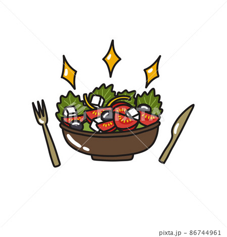 salad doodle icon, vector color line illustration 86744961