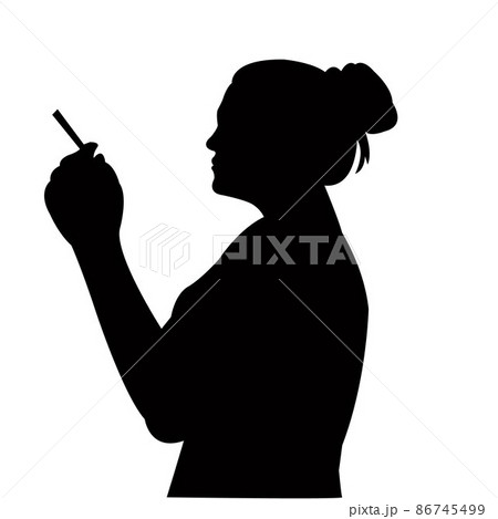 a woman smoking , head silhouette vector a woman smoking , head silhouette vector 86745499