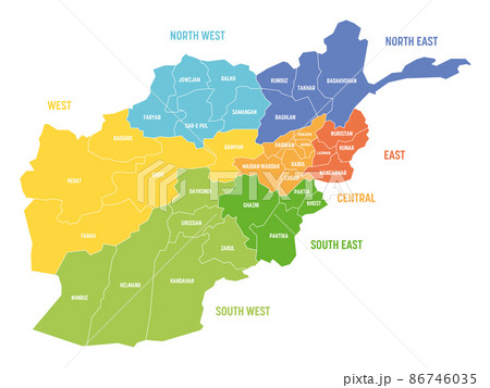 Afghanistan - regional map of provinces 86746035