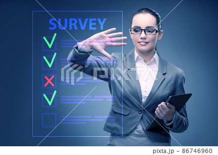 Businesswoman pressing buttons on virtual accident report 86746960