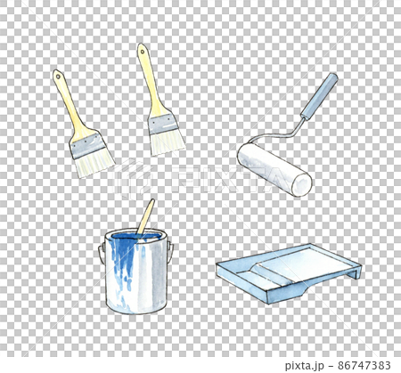 Watercolor illustration of paint tools Hand-drawn analog Background transparent 86747383