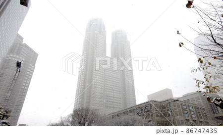東京都庁の雪景色 86747435