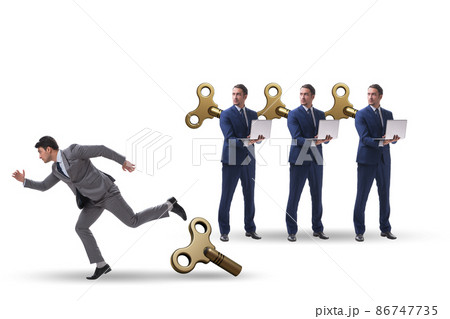 Concept of businessman escaping from office routine Concept of businessman escaping from office routine 86747735