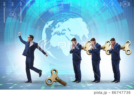 Concept of businessman escaping from office routine Concept of businessman escaping from office routine 86747736