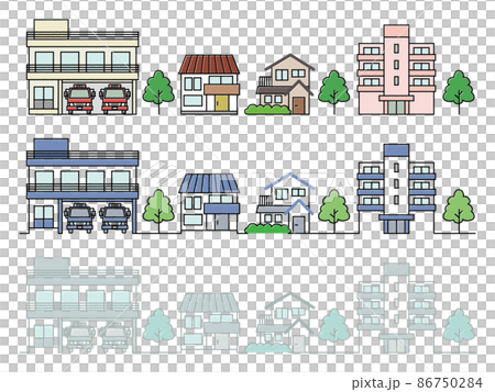 街並み 建物 消防署のイラスト素材