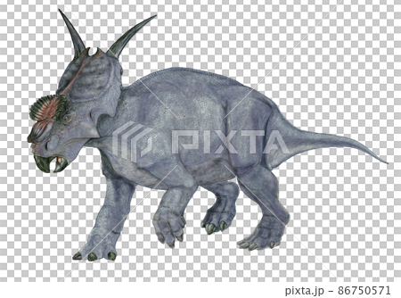 アケロウサウルス　中生代白亜の後期のケラトプス科の植物食恐竜のオリジナルイオラスト 86750571
