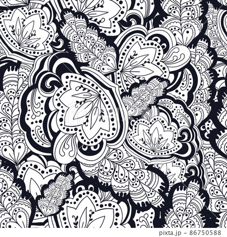 Black and white oriental ornamental seamless pattern 86750588