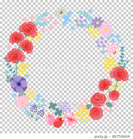 五顏六色的春天花和禮物框架 86750684