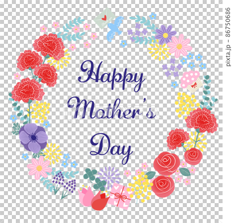 母親節五顏六色的鮮花和禮物的插圖 86750686