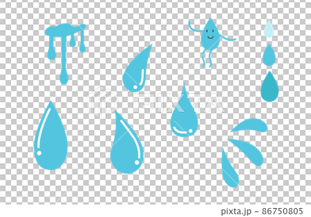 水の滴(しずく) イラストセット 水の滴(しずく) イラストセット 86750805