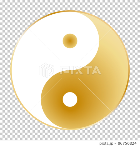 Taijitu (Yin-Yang Taijitu) drawn with a gradation of brass and brass Taijitu (Yin-Yang Taijitu) drawn with a gradation of brass and brass 86750824