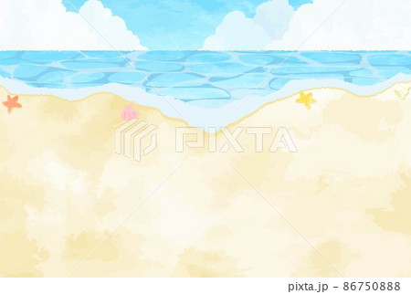 爽やかな夏のビーチの背景イラストのイラスト素材