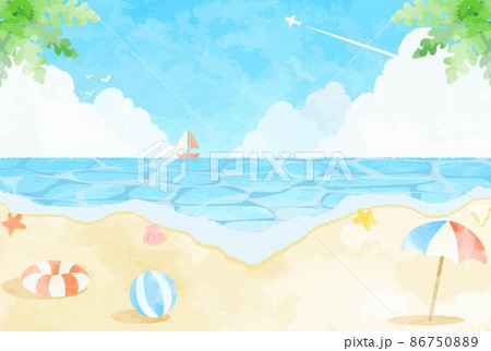 明るくて爽やかな夏のビーチの背景イラスト 明るくて爽やかな夏のビーチの背景イラスト 86750889