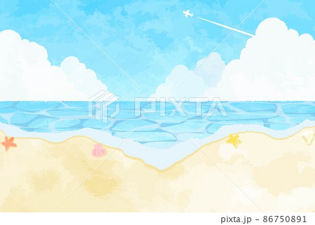 綺麗な夏のビーチの背景イラストのイラスト素材