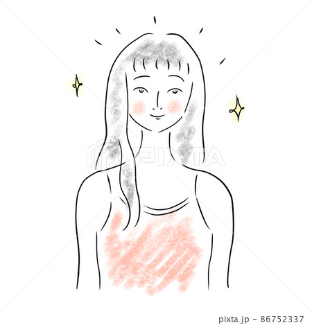 スタイリング後の女性　笑顔　美しい髪　美しい肌 86752337