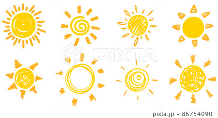 set of doodle sun. Design elements. Hand drawn vector illustration. 86754090