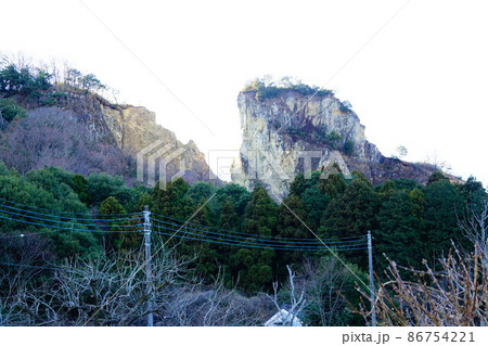 栃木 岩船山 東側から見る震災崩落箇所 栃木 岩船山 東側から見る震災崩落箇所 86754221