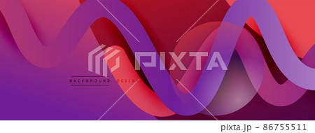 Abstract gradient background with wave line with shadow effect. Geometric composition. 3D shadow effects and fluid gradients Abstract gradient background with wave line with shadow effect. Geometric composition. 3D shadow effects and fluid gradients 86755511