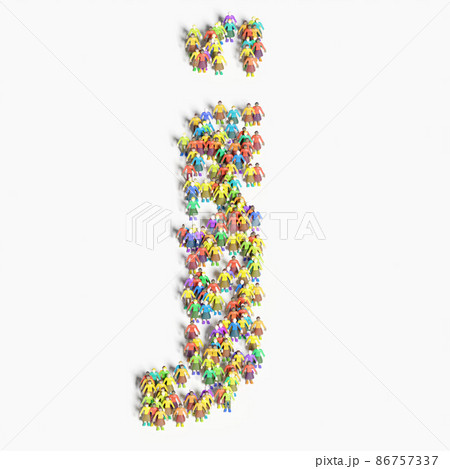 「j」の形に並ぶ人々のグラフィック（3Dイラスト） 86757337