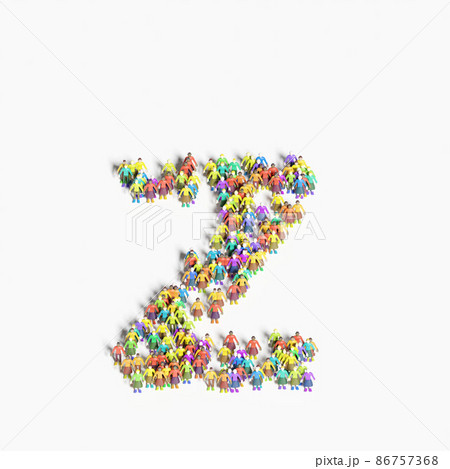 「z」の形に並ぶ人々のグラフィック(3Dイラスト) 「z」の形に並ぶ人々のグラフィック(3Dイラスト) 86757368