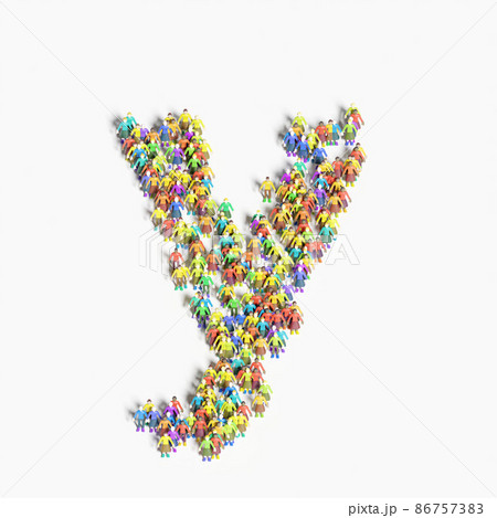 「y」の形に並ぶ人々のグラフィック（3Dイラスト） 86757383