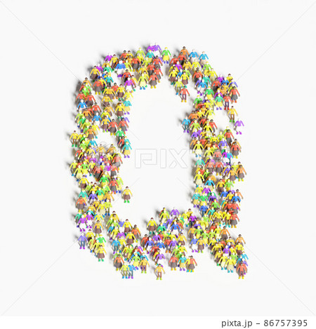 「Q」の形に並ぶ人々のグラフィック（3Dイラスト） 86757395