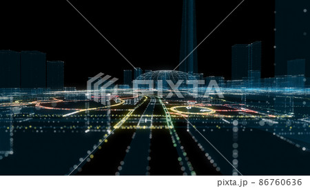 Futuristic Smart Digital City. Smart City And Technology Business Concept 86760636
