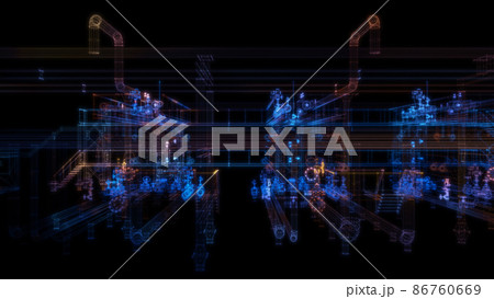 Particle hologram industrial equipment, valves, pipes and sensors Particle hologram industrial equipment, valves, pipes and sensors 86760669