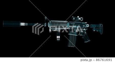 Submachine Gun Hologram. Weapon and Technology Concept 86761691