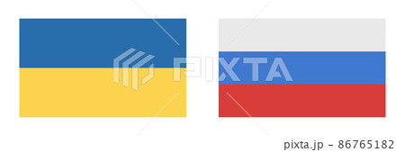 ウクライナとロシアの国旗 86765182