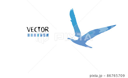 Flying blue watercolor seagull. Vector illustration Flying blue watercolor seagull. Vector illustration 86765709
