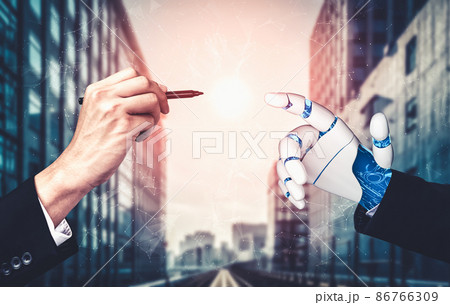 Future artificial intelligence and machine learning for AI droid robot or cyborg 86766309