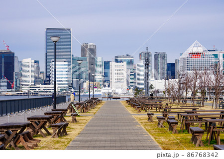 東京スカイライン 豊洲ぐるり公園から都心方向の都市景観（東京都江東区） 86768342