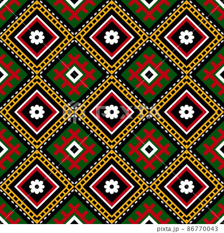Geometric ethnic oriental seamless pattern traditional Design for background,carpet,wallpaper.clothing,wrapping,Batik fabric,Vector illustration.embroidery style - Sadu, sadou, sadow or sado 86770043